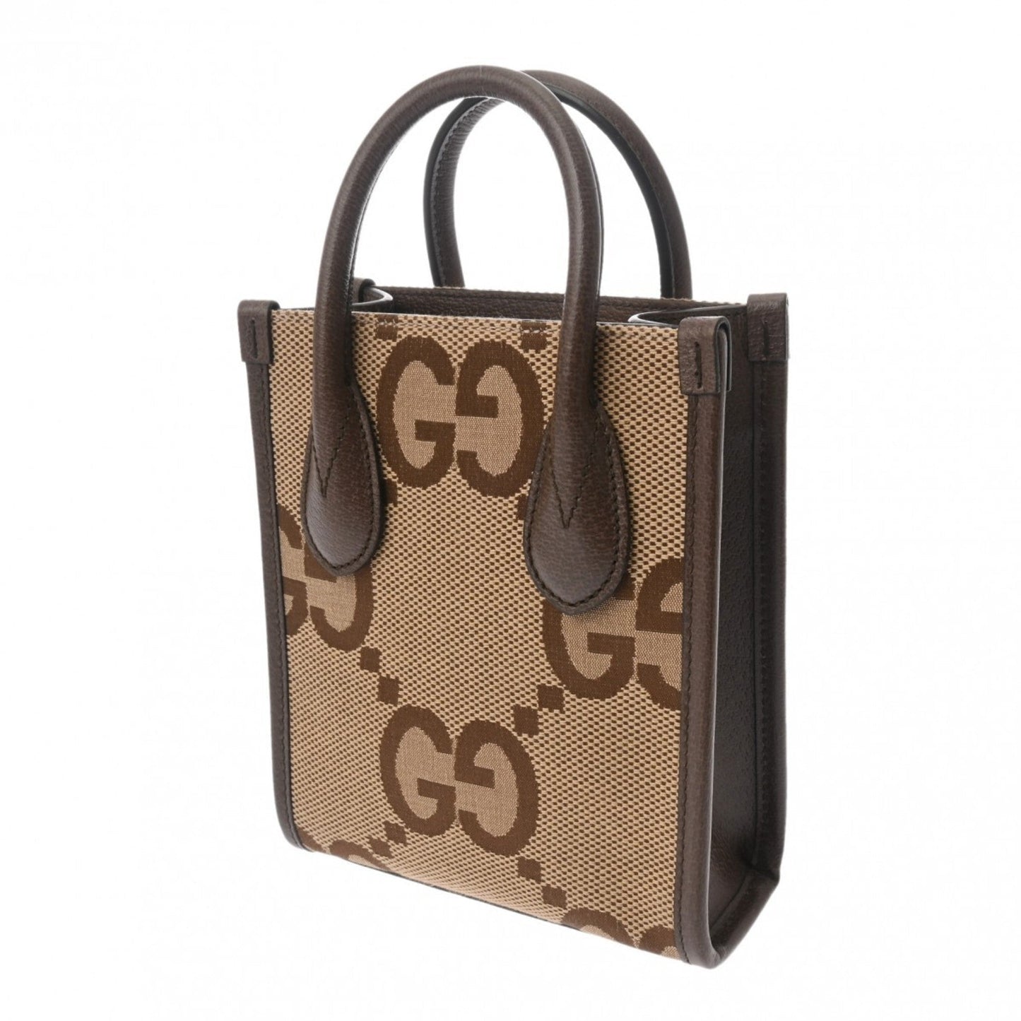 Gucci Gg Canvas Beige Brown Gg Canvas Leather Handbag Tote Bag