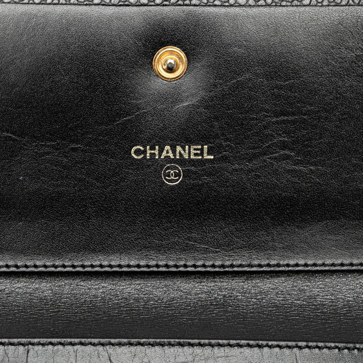 CHANEL Coco Mark Tri-fold Wallet Black Caviar Skin Women's