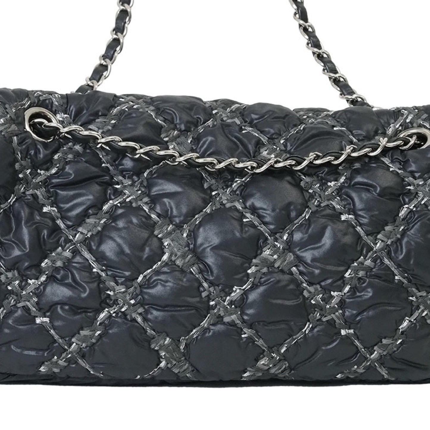 Chanel Parisian Shoulder Matelasse Bag Black A50629 Women's Nylon Chain CHANEL