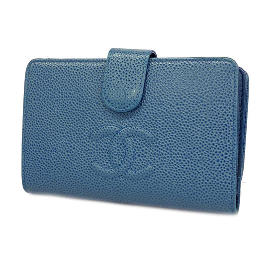 chanel wallet caviar skin blue ladies