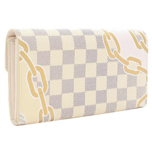 LOUIS VUITTON Damier Azur Portefeuille Sara NM Chain Pattern Zipper Long Wallet N40482