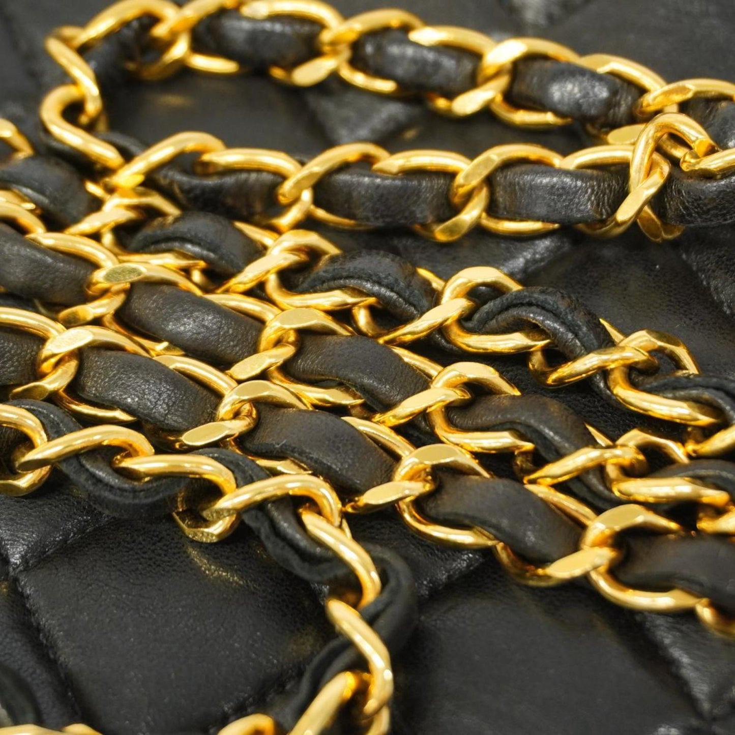 Chanel Shoulder Bag with Matelasse Chain Lambskin Black Women's