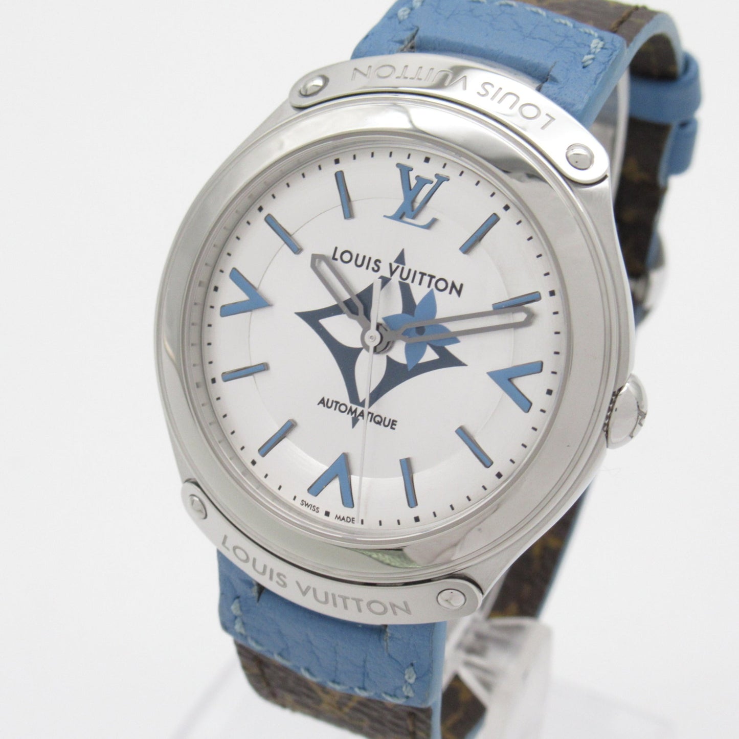 LOUIS VUITTON Tambour Fifty Five Wrist Watch Wrist Watch Q6G25 Mechanical Automatic Silver Stainless Steel Leather b Q6G25