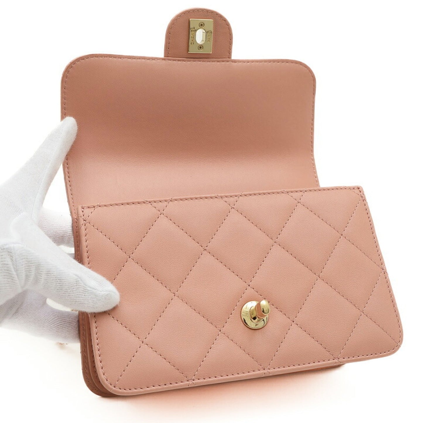 Chanel Matelasse Chain Shoulder Bag, Lambskin, Pink