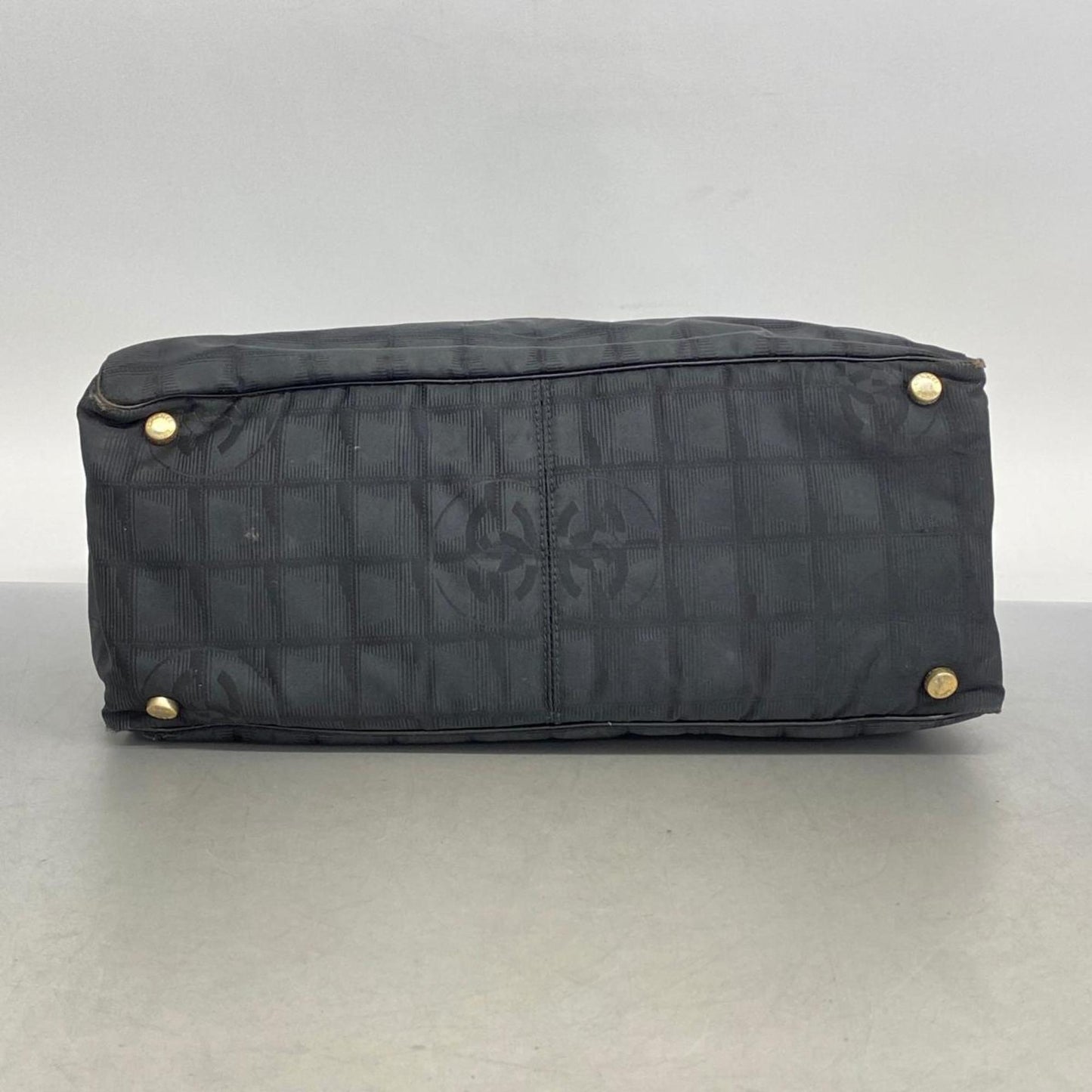 Chanel Tote Bag New Travel Nylon Black Champagne Women's