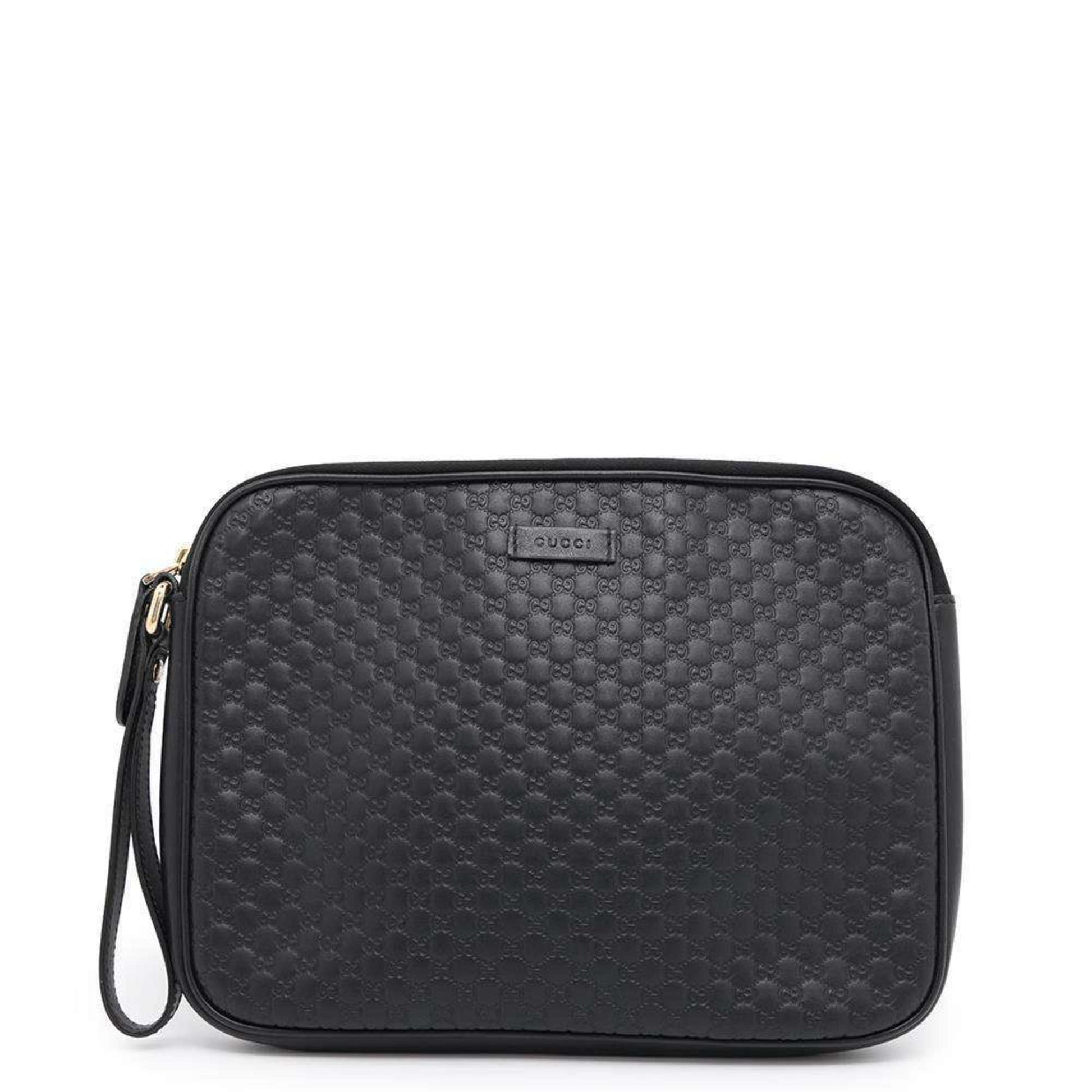 Gucci Black Champagne Gold Leather Clutch Bag ()