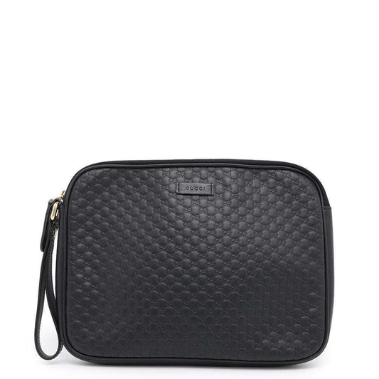 Gucci Black Champagne Gold Leather Clutch Bag ()