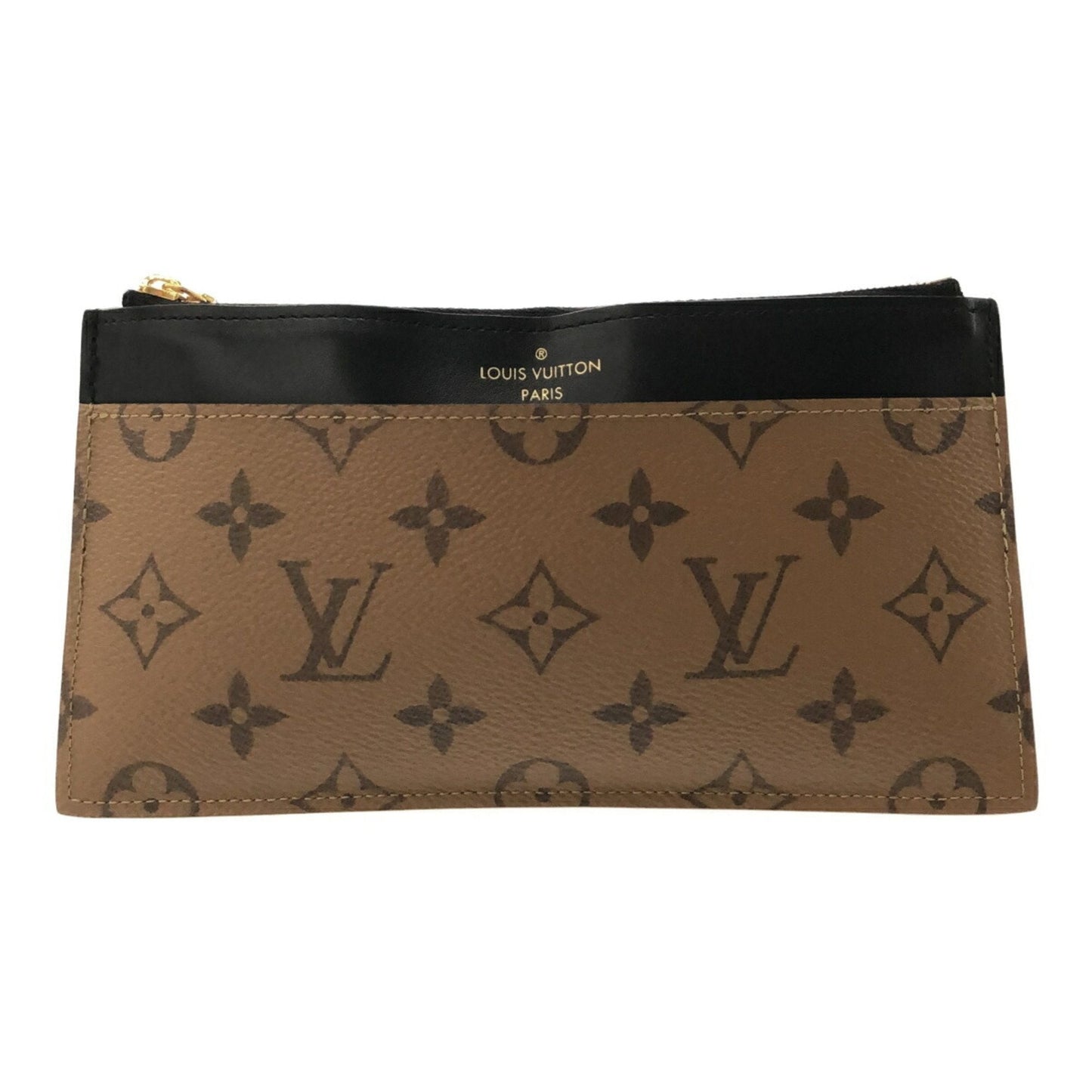 LOUIS VUITTON Perth Monogram Reverse M80390 Bag-in-bag Wallet Long Leather Canvas Black Brown
