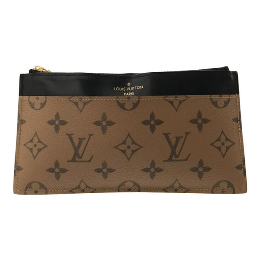 LOUIS VUITTON Perth Monogram Reverse M80390 Bag-in-bag Wallet Long Leather Canvas Black Brown