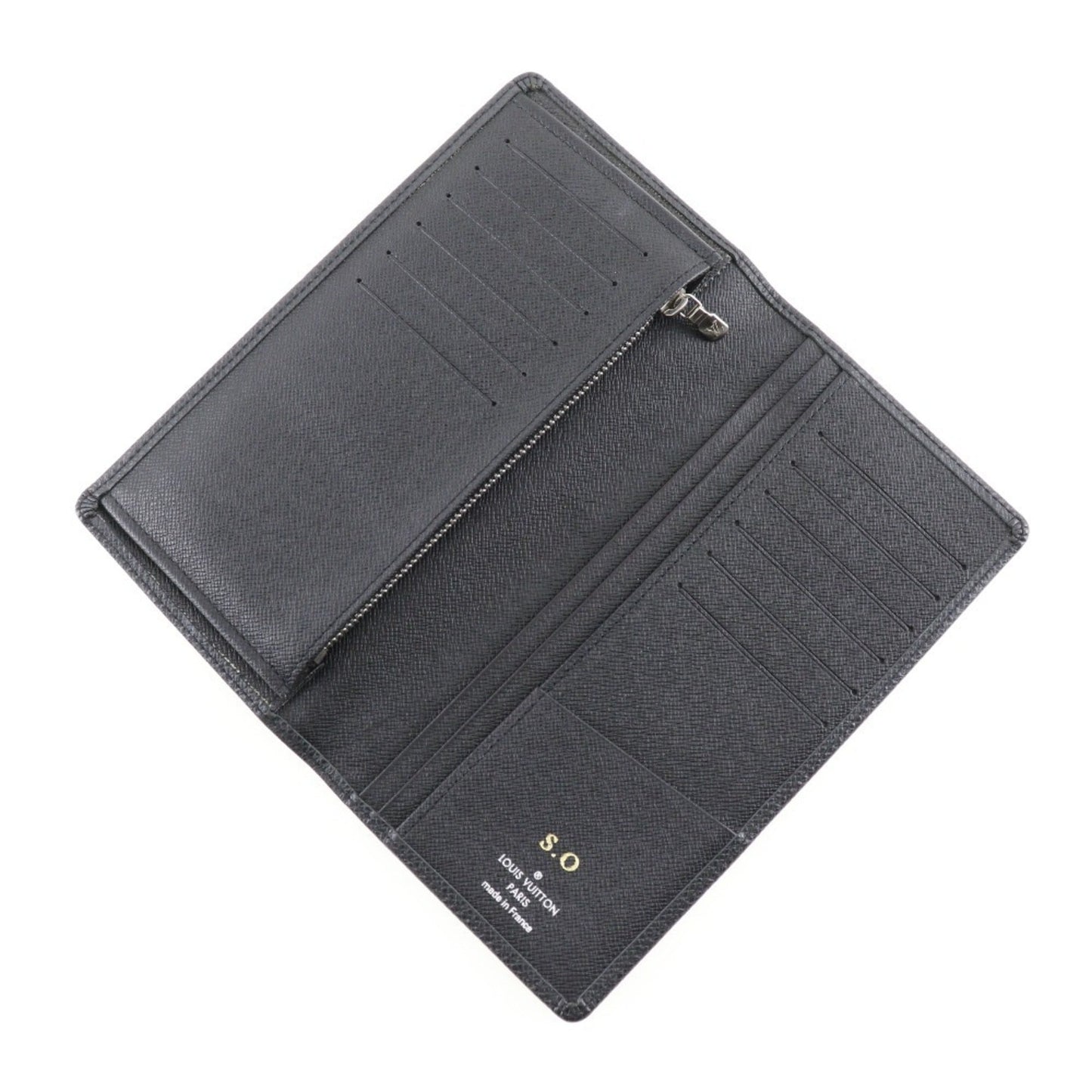 LOUIS VUITTON Portefeuille Braza Long Wallet M32572 Taiga Ardoise France Year 2011 Black SP0141 Open Portefeiulle braza Men's