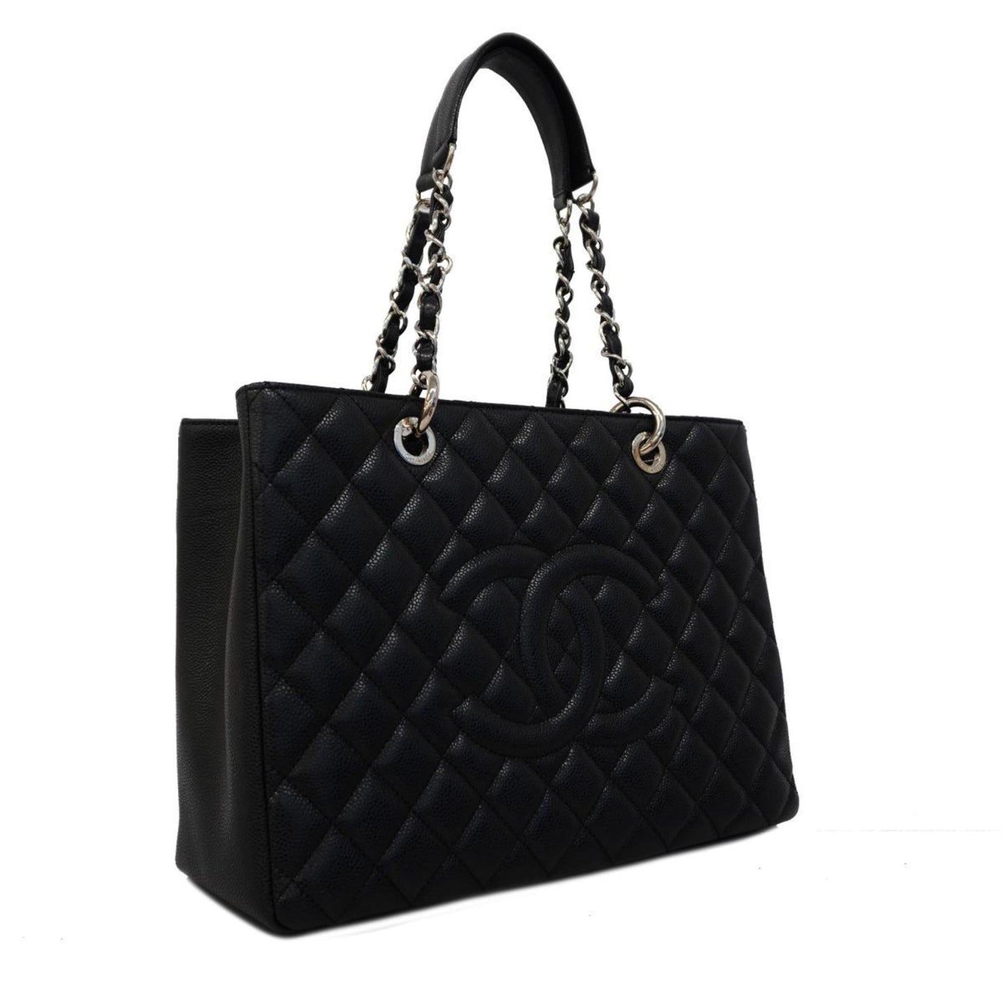 Chanel Tote Bag Matelasse Chain Shoulder Caviar Skin Black Women's