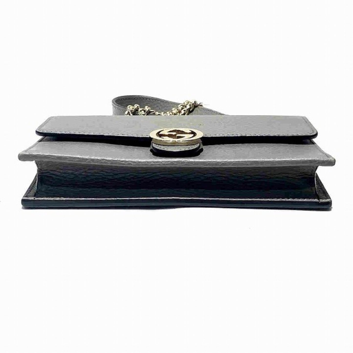 Gucci Gray Leather Chain/Shoulder Wallet