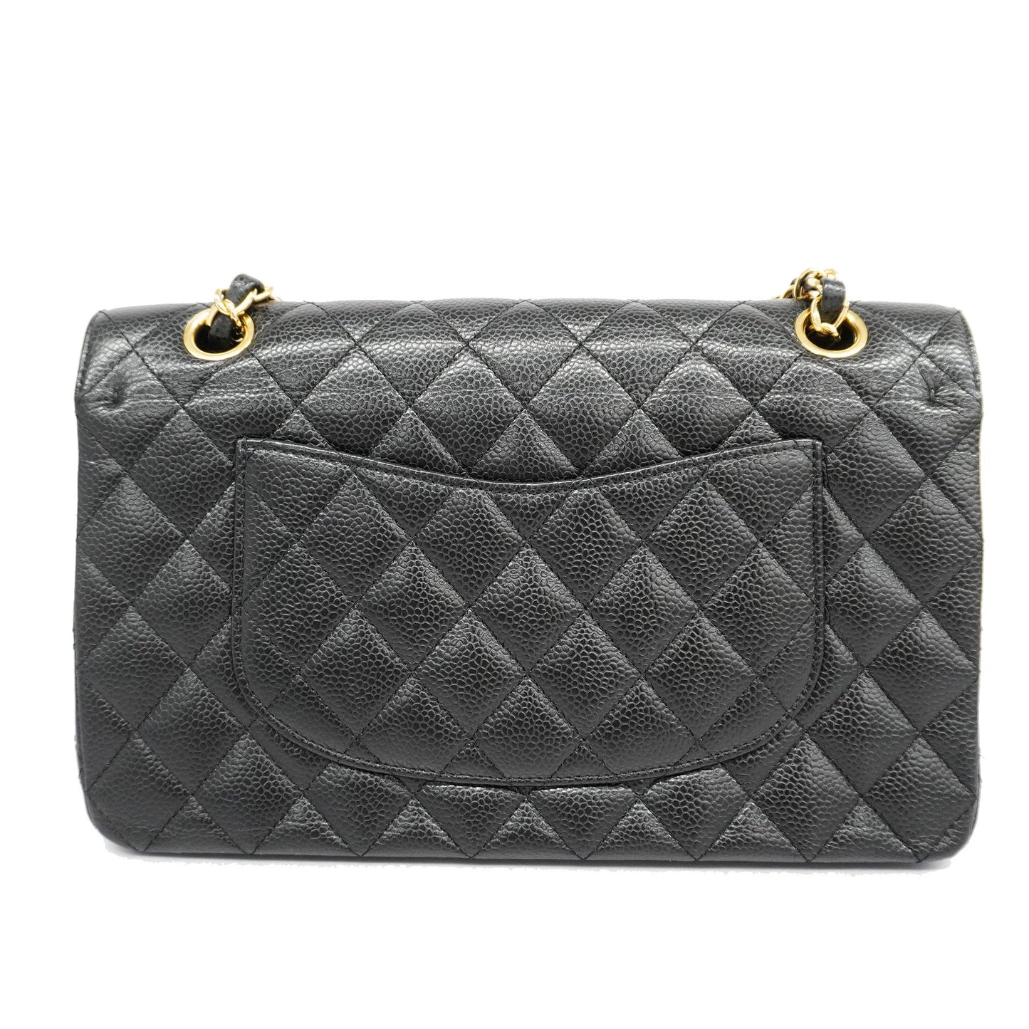 ChanelAuth  Matelasse W Flap W Chain Women's Leather Shoulder Bag Black