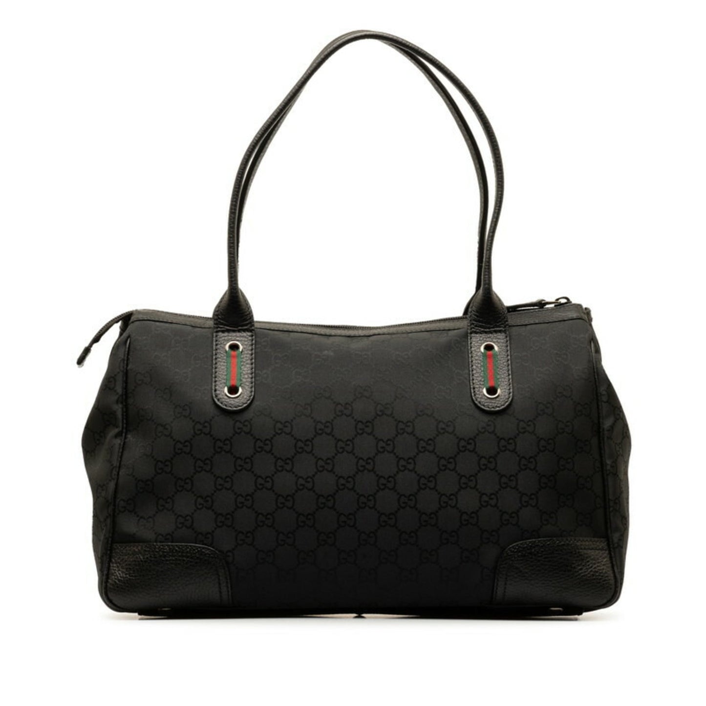 Gucci Black Nylon Leather Handbag Tote Bag