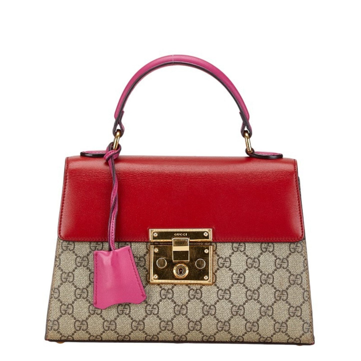 Gucci Beige Pink Red Color Pvc Leather Handbag Shoulder Bag