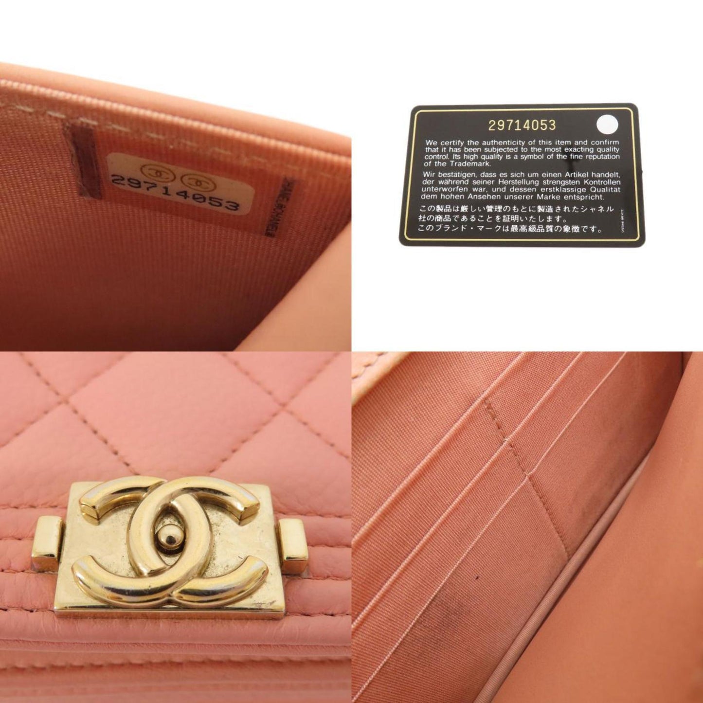 Chanel Boy Long Wallet Caviar Skin Ladies