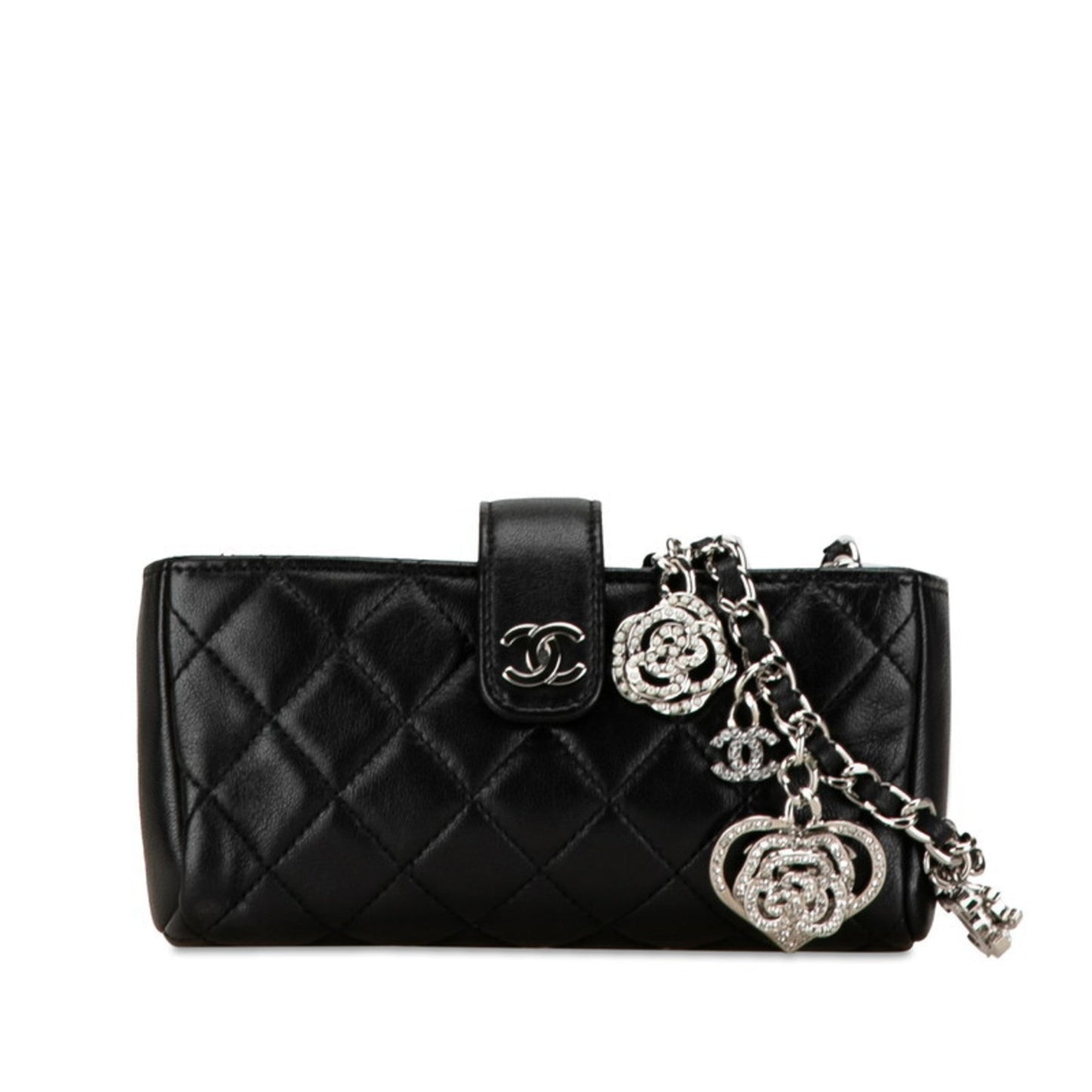 Chanel Matelasse Coco Mark Chain Shoulder Bag Black Lambskin Women's CHANEL
