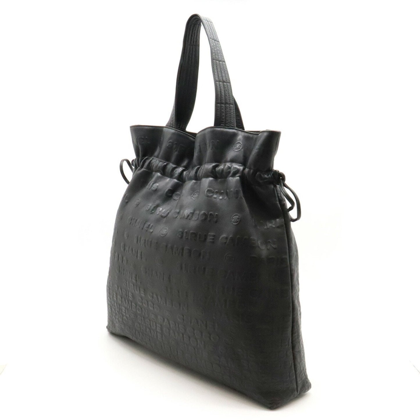 CHANEL Unlimited Embossed Tote Bag Shoulder Leather Black 6123