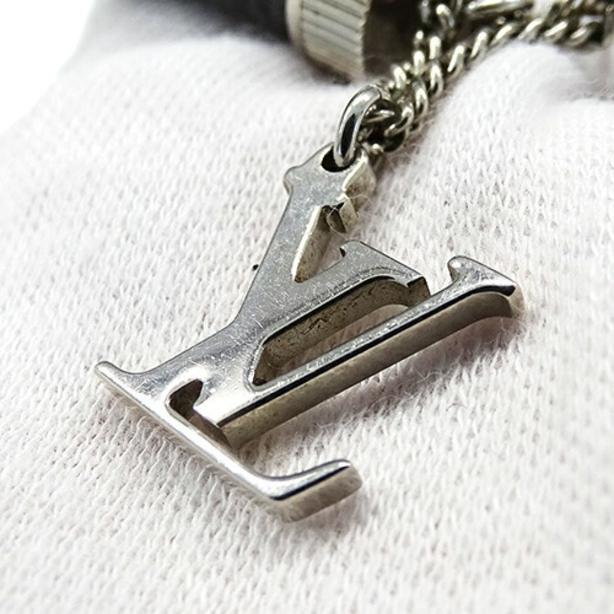 LOUIS VUITTON Necklace Monogram Eclipse Men's Collier Charms Black Silver M63641 Pendant