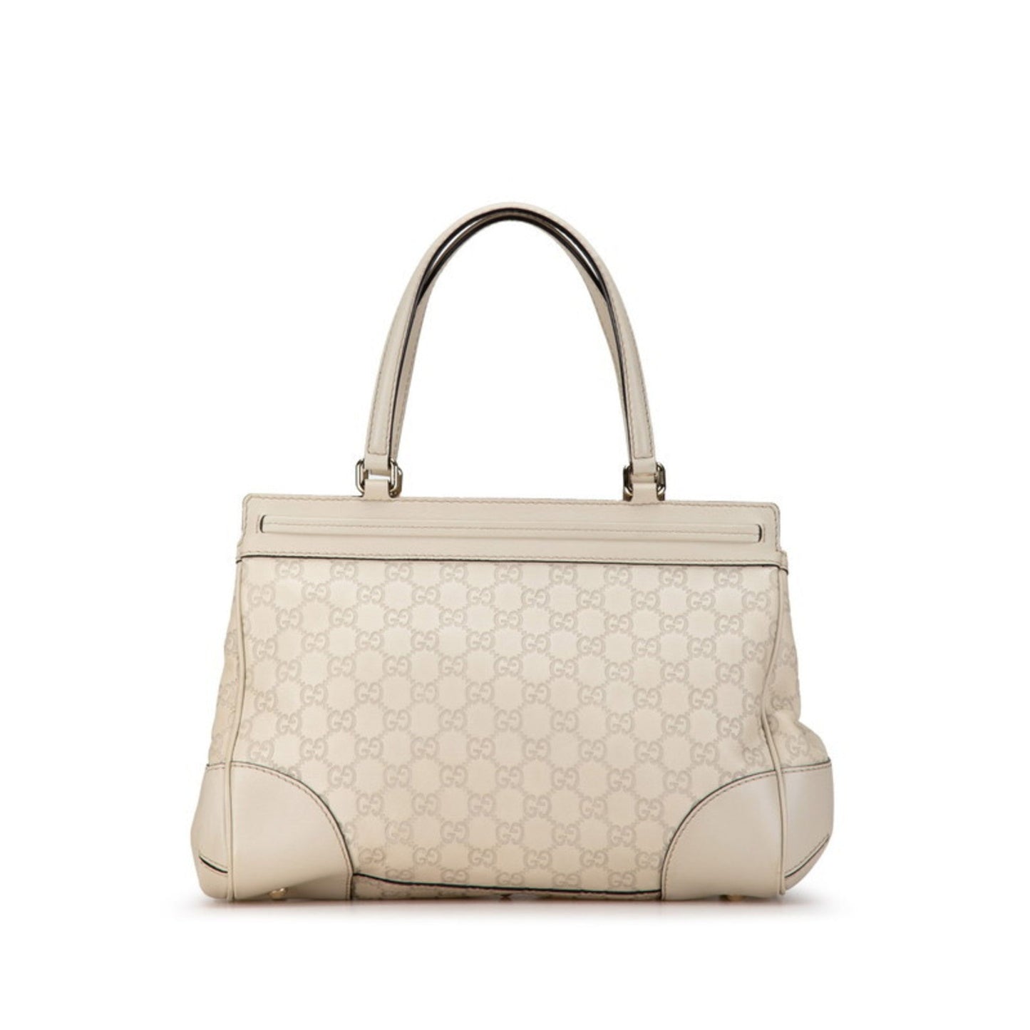 Gucci Beige Ivory Leather Handbag Tote Bag