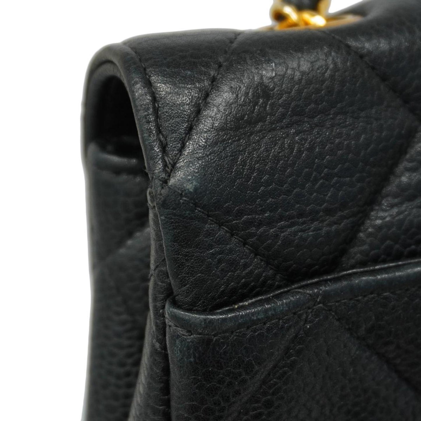 Chanel Shoulder Bag Matelasse Chain Caviar Skin Black Women's