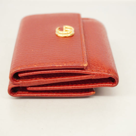 GUCCIAuth  Tri-fold Wallet GG Marmont Gold Metal 474746 Women's Leather Wallet