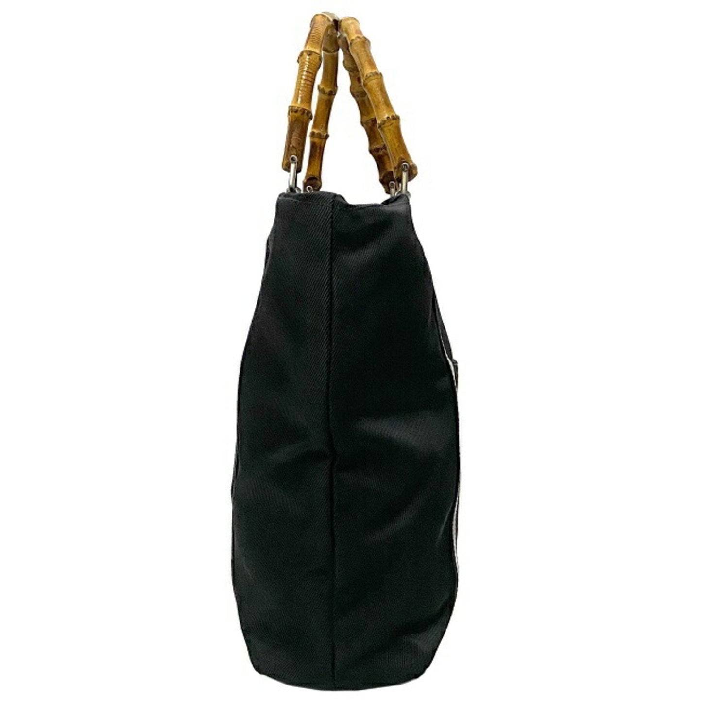 Gucci Tote Bag Black Bamboo 000 1998 0508 Handbag Canvas Leather GUCCI Bucket Ladies