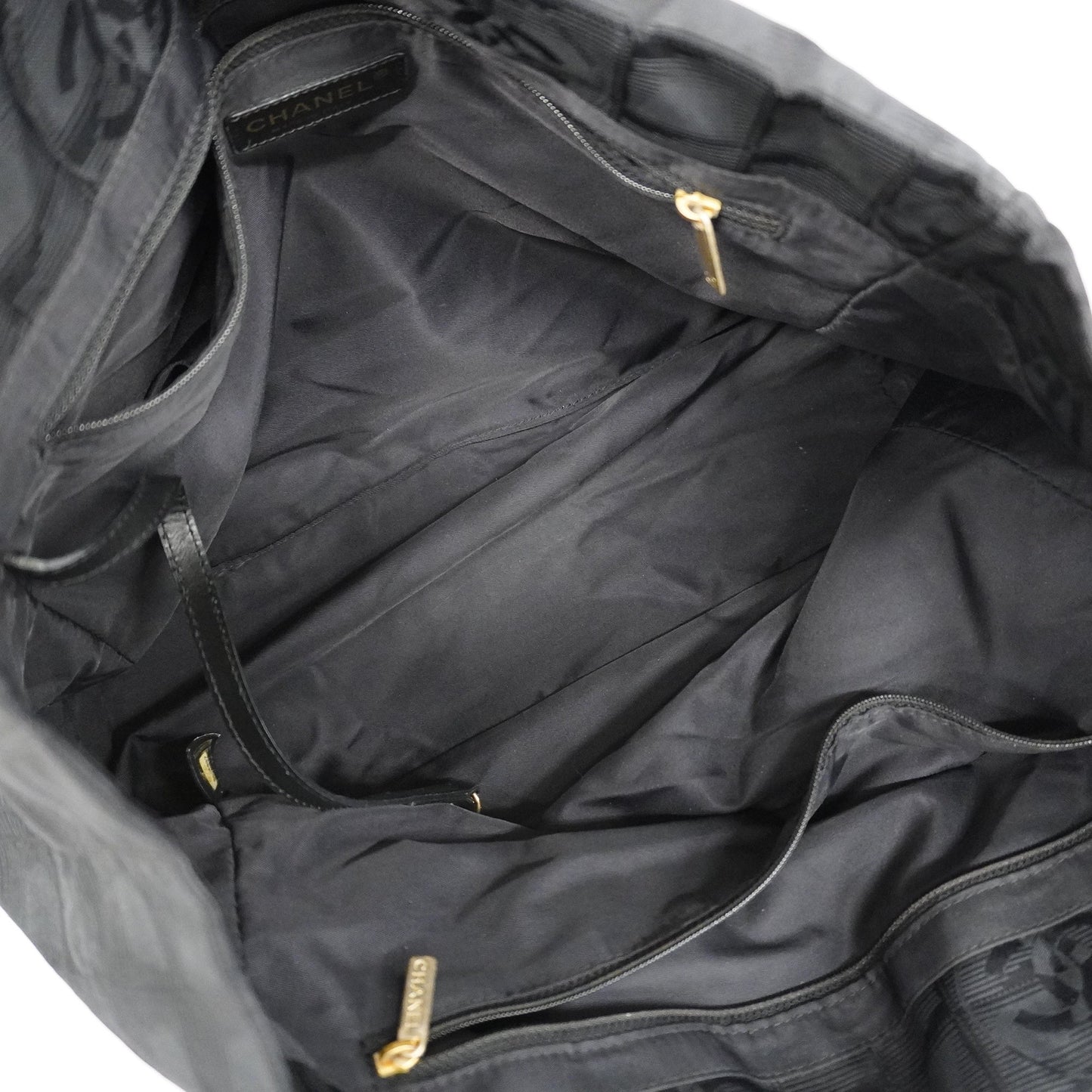 ChanelAuth  New Travel Line Tote Bag Women's Nylon Canvas Tote Bag Black