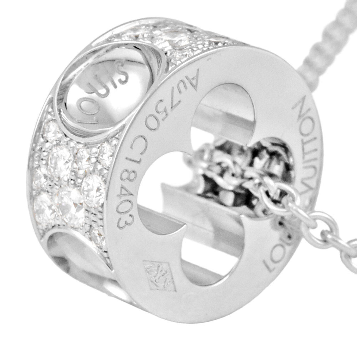 LOUIS VUITTON Pendantif Empreinte Necklace Diamond K18WG Pendant Q93127