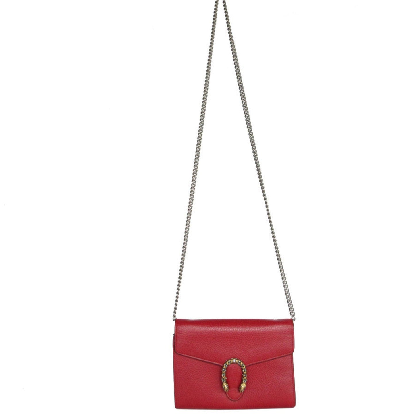 Gucci Red Color Leather Chain/Shoulder Wallet