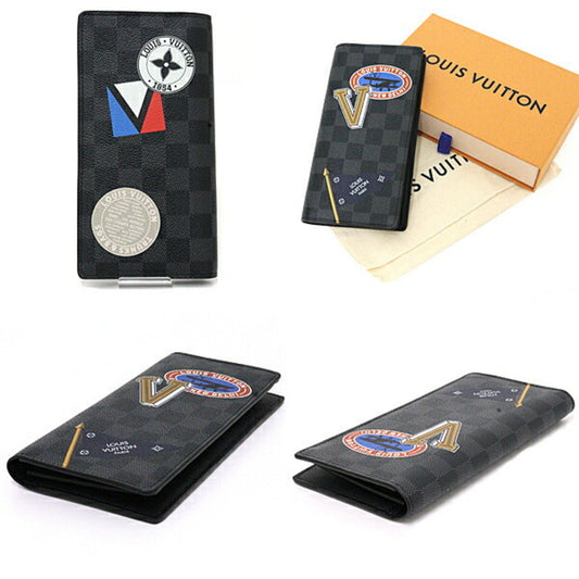 LOUIS VUITTON Portefeuil Brazza LV League Bifold Long Wallet N64438 Black