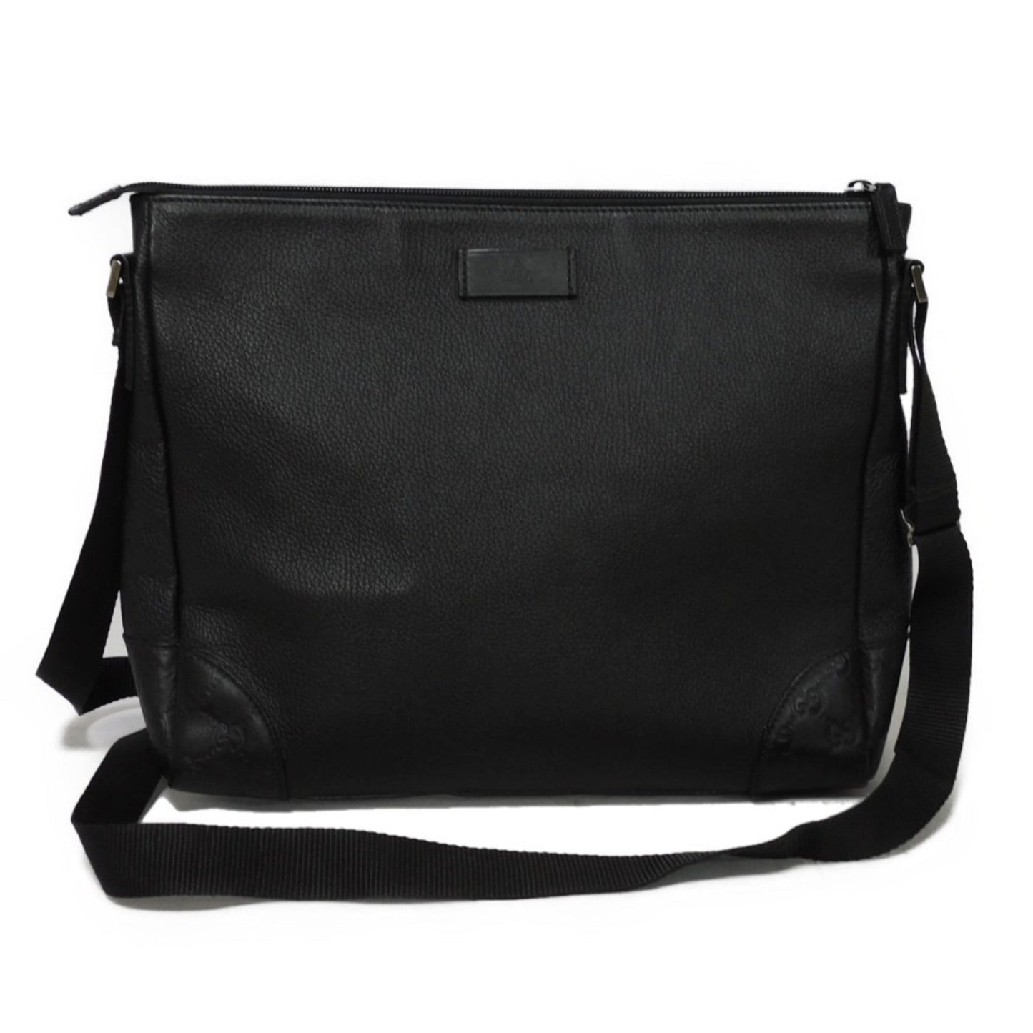 Gucci Black Leather Messenger Bag Shoulder Bag ()