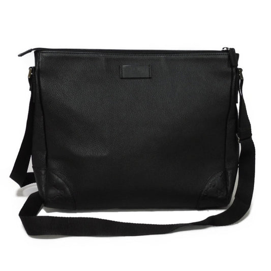 Gucci Black Leather Messenger Bag Shoulder Bag ()