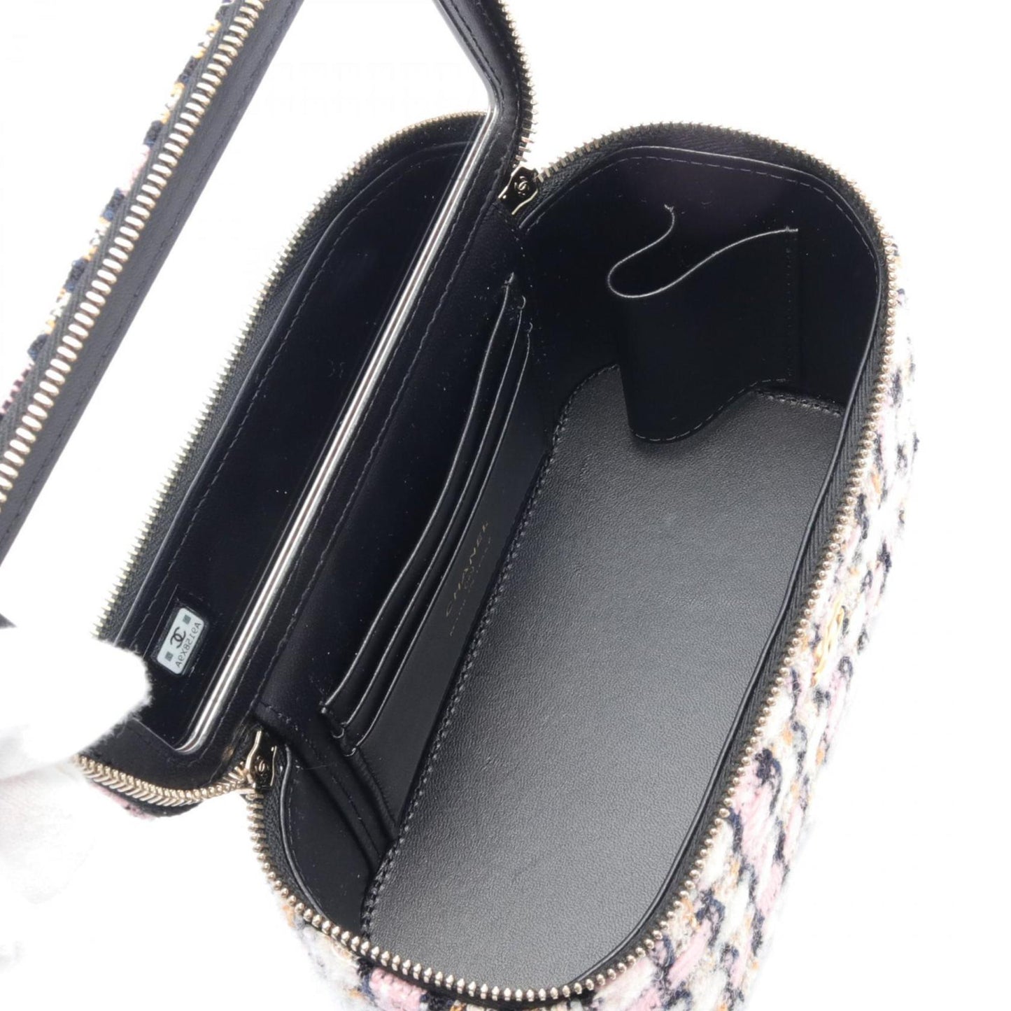 CHANEL Coco Mark Vanity Shoulder Bag, Fabric Leather, Women's, Pink, Black, Multicolor, AP2303