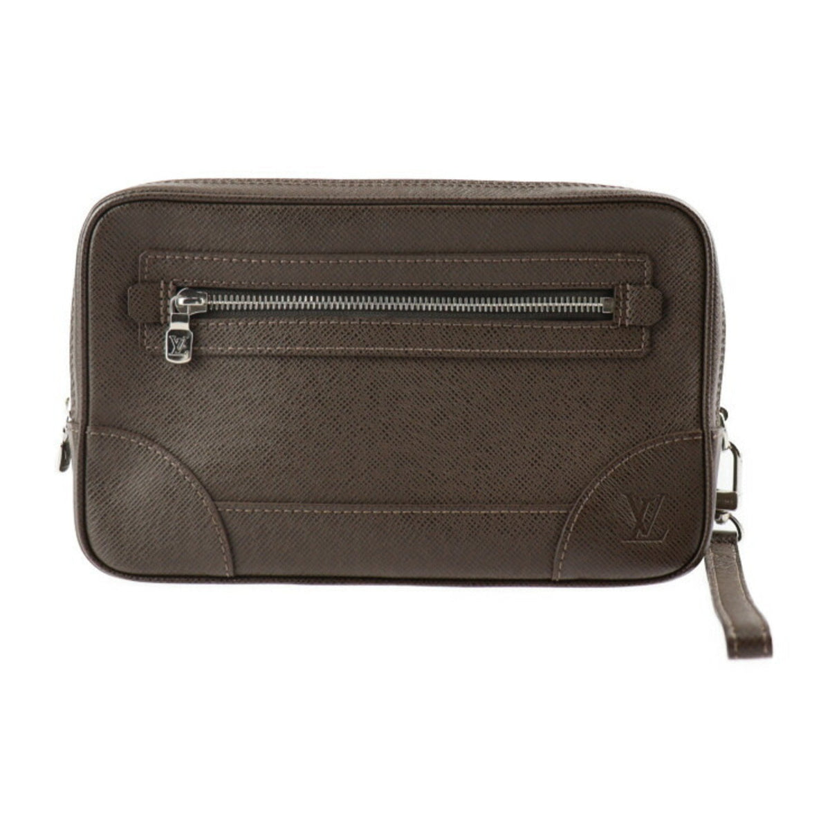 LOUIS VUITTON Pavel Second Bag M31148 Taiga Grizzly Silver Hardware Wristlet Clutch Pouch