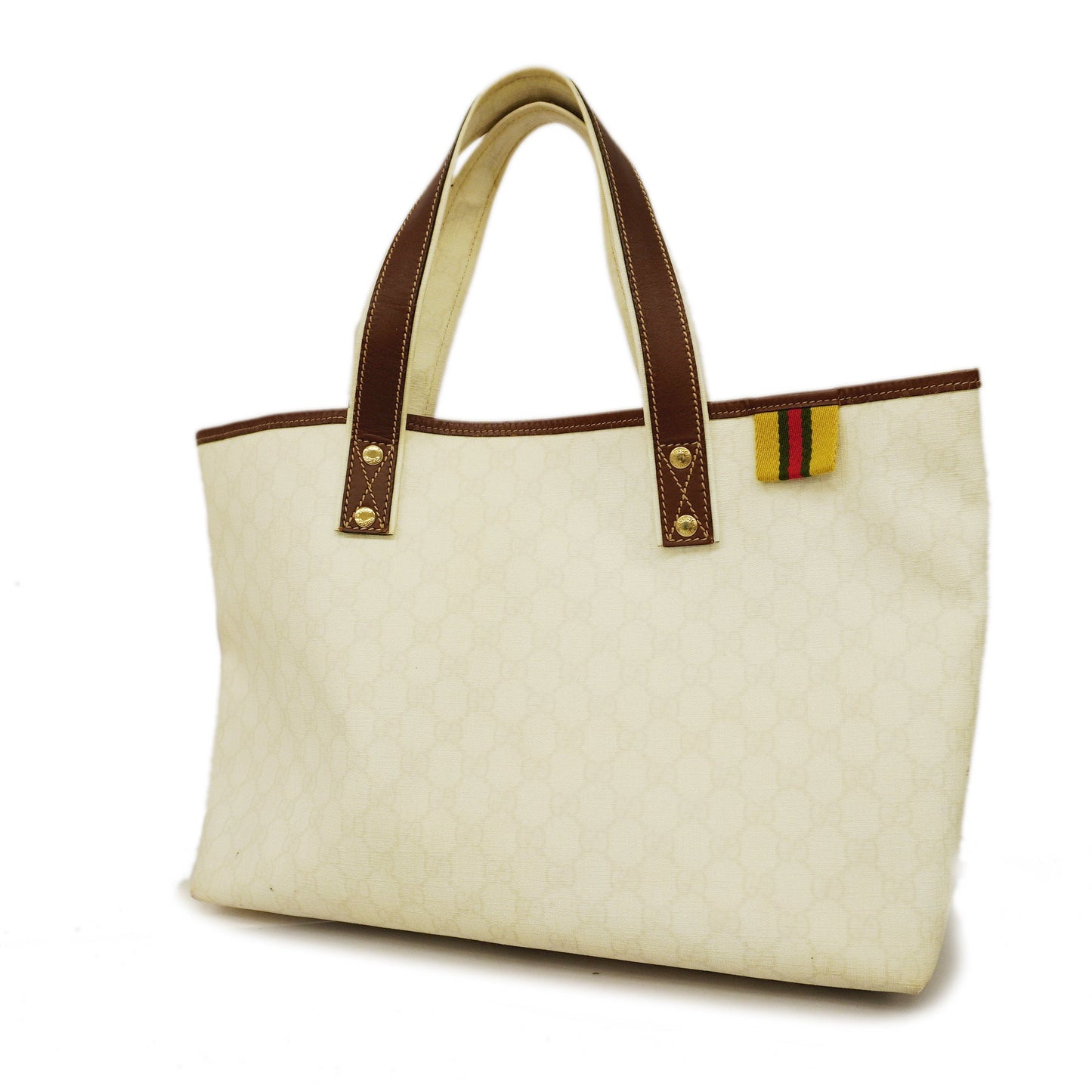 GUCCI  Tote Bag 211134 Women's GG Supreme,Leather Tote Bag Brown,Ivory