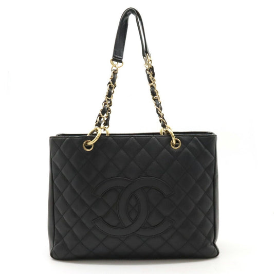 CHANEL Chanel Matelasse Coco Mark GST Tote Chain Bag Shoulder Caviar Skin Black A50995