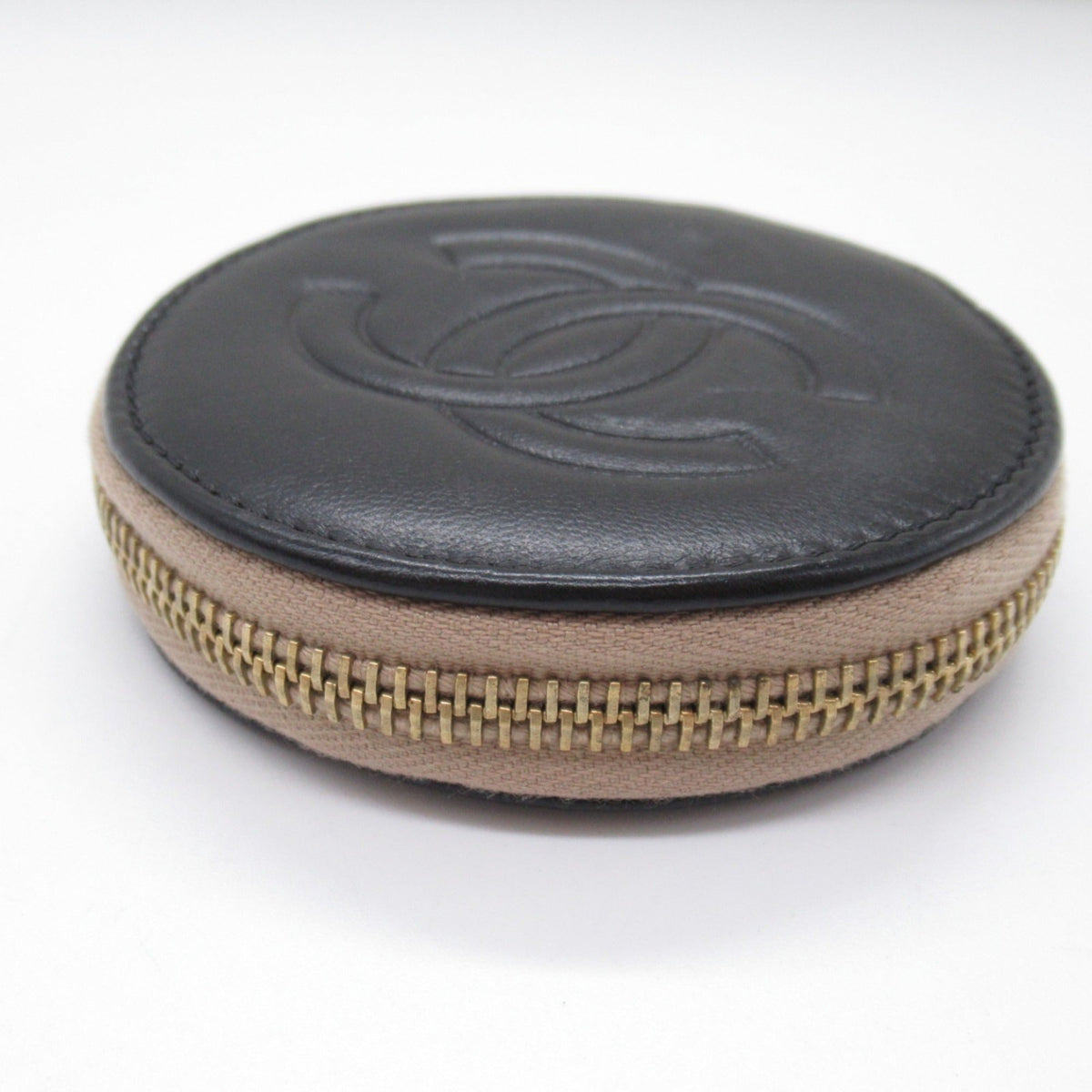 CHANEL Pouch Black Beige Lambskin (sheep leather)
