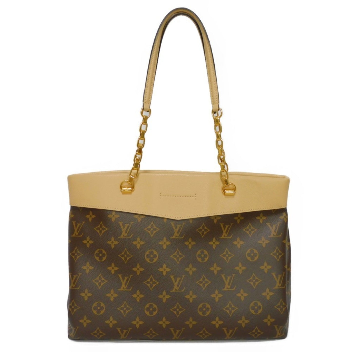 LOUIS VUITTON Shoulder Bag Pallas Shopper LV Logo Flower Beige Monogram Dune M41580 Women's