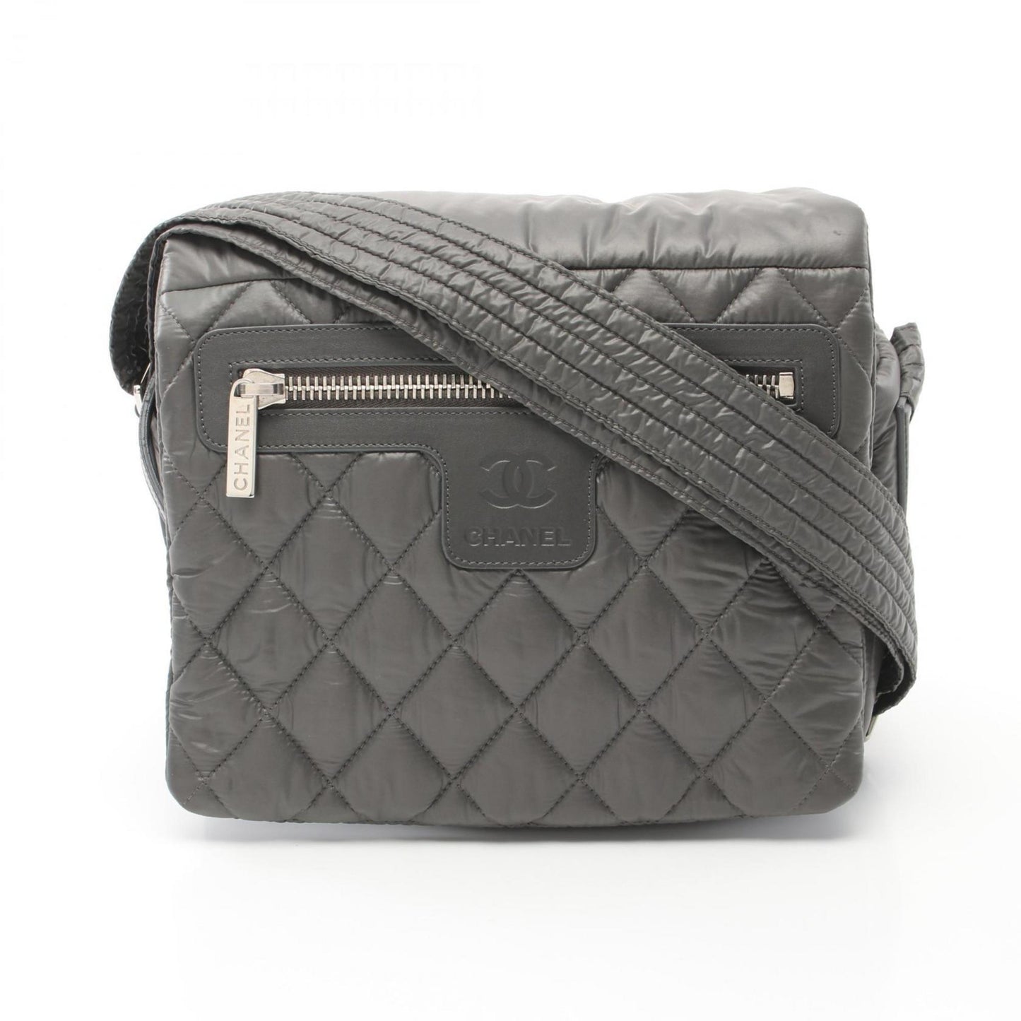 CHANEL Coco Cocoon Small Shoulder Bag Nylon Leather Women's Green 8616