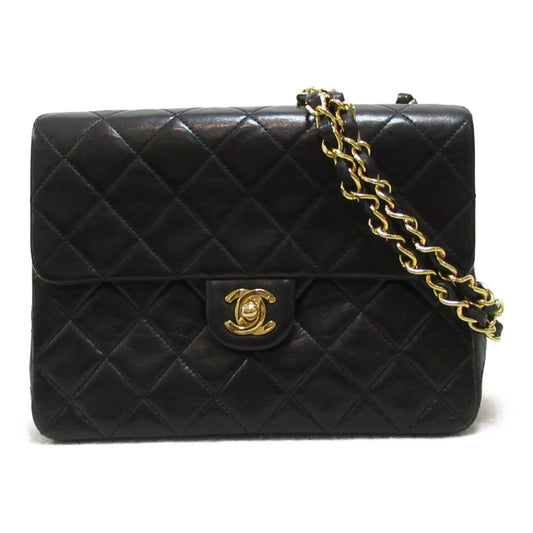 CHANEL Mini Matelasse ChainShoulder bag Black Lambskin (sheep leather)