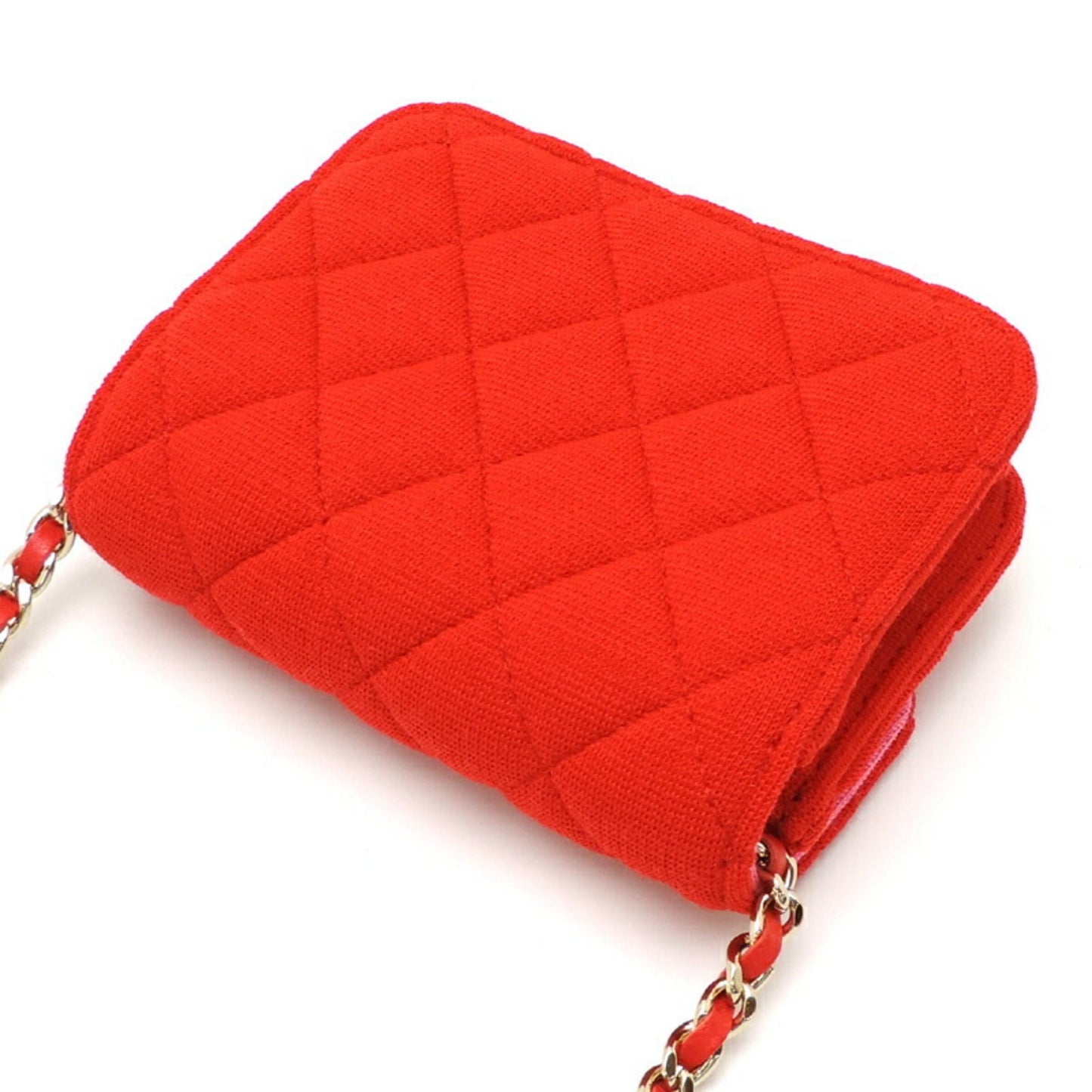 Chanel Matelasse Chain Women's Shoulder Bag Cotton Red