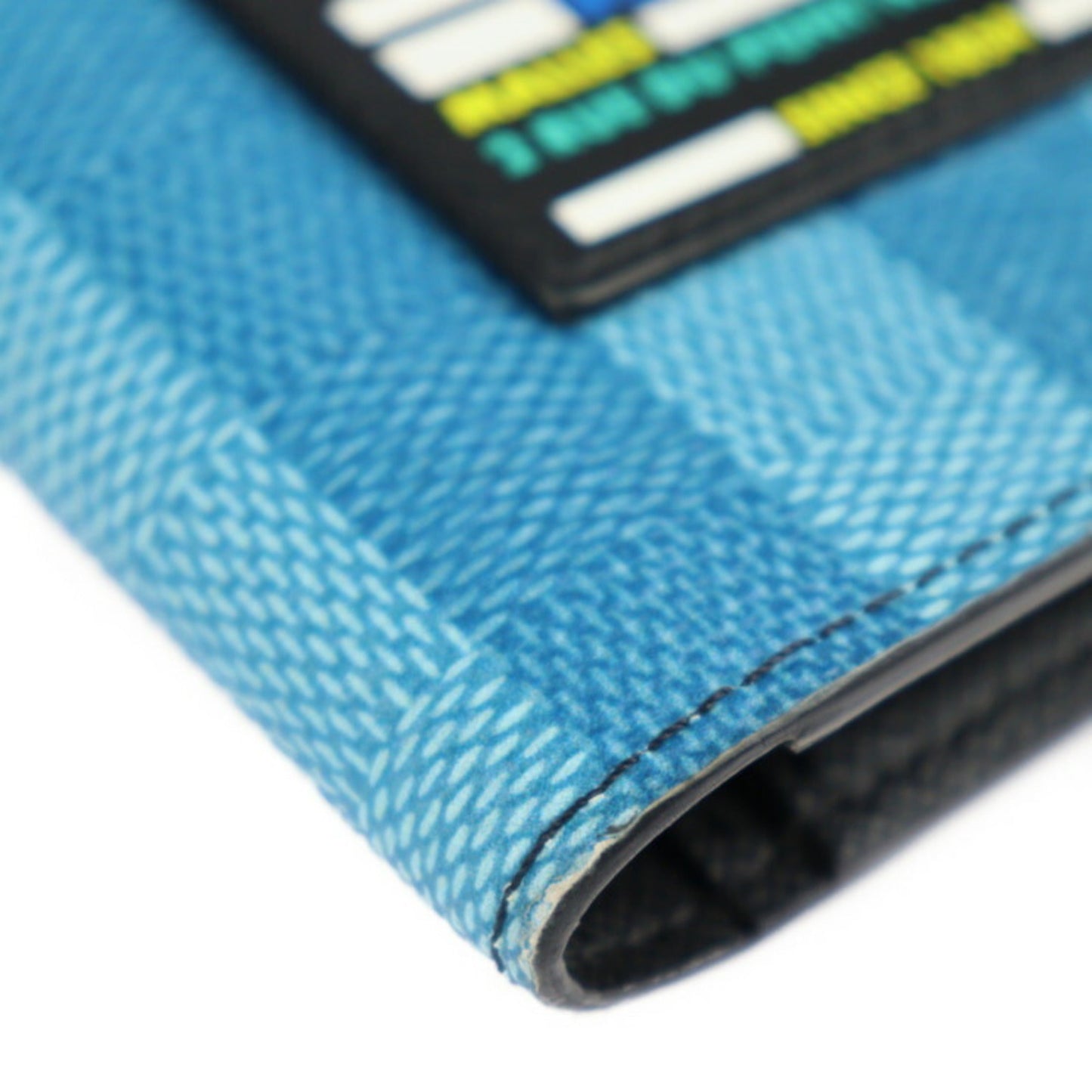 LOUIS VUITTON Portefeuil Braza Damier Stripe Bifold Wallet M81318 Canvas Blue Long Vuitton