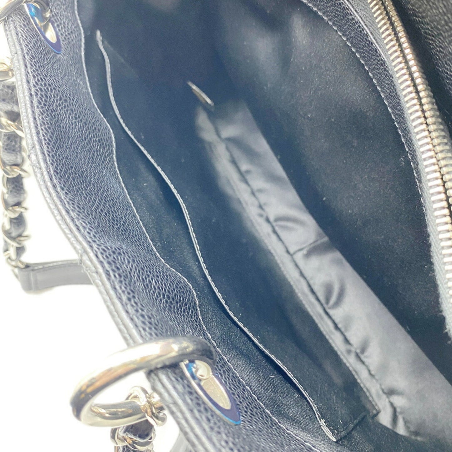 CHANEL Tote Bag GST Coco Mark Handbag Chain Shoulder Compatible Caviar Skin Black Women's