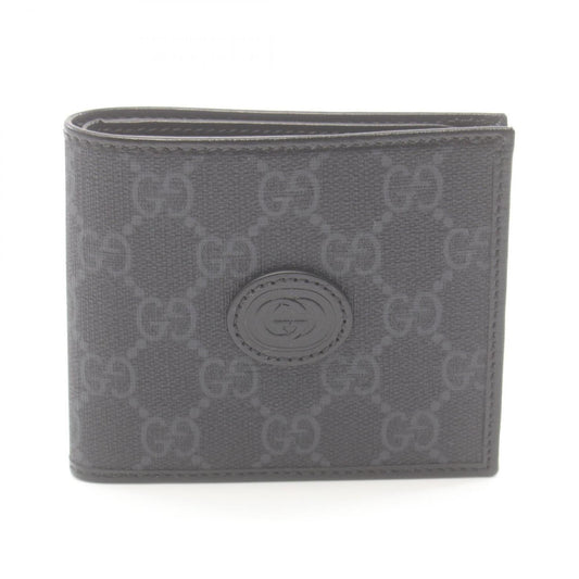 Gucci Black Gray Pvc Coated Canvas Leather Wallet (Bi-Fold) ()