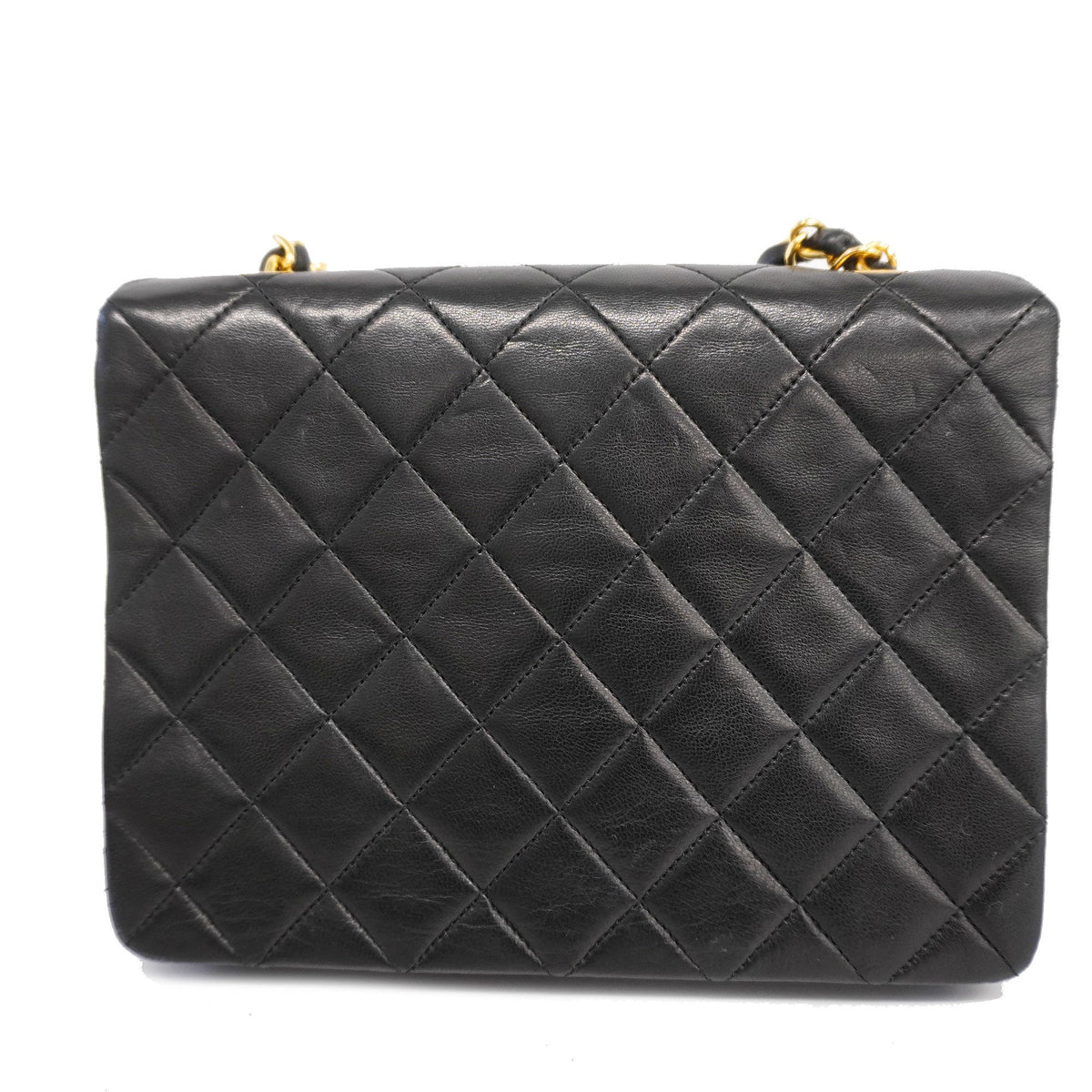 ChanelAuth  Matelasse Chain Shoulder Lambskin Women's Leather Shoulder Bag Black