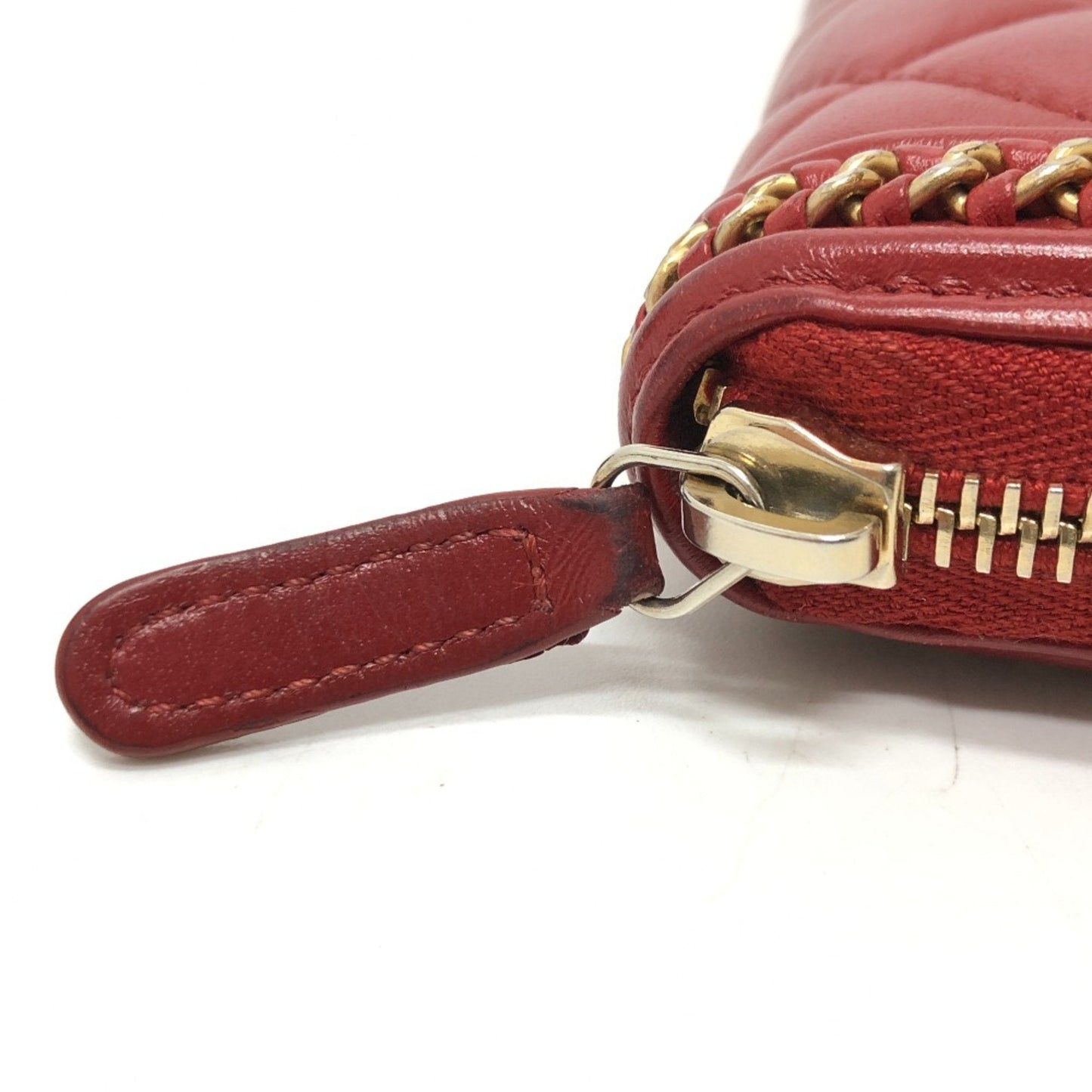 Chanel CC Mark Zip Around Long Wallet Red GoldHardware