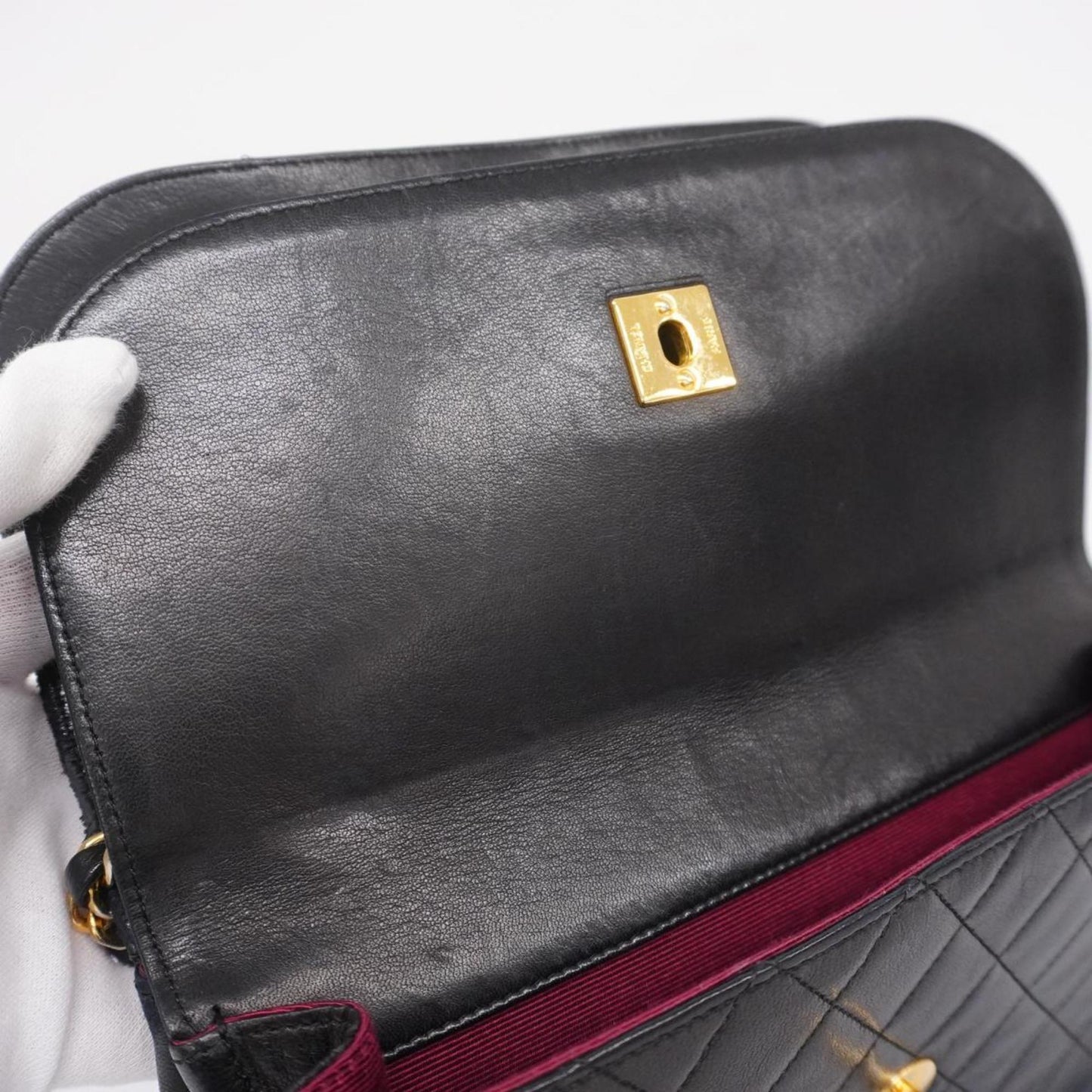 Chanel Shoulder Bag Matelasse Lambskin Black Women's