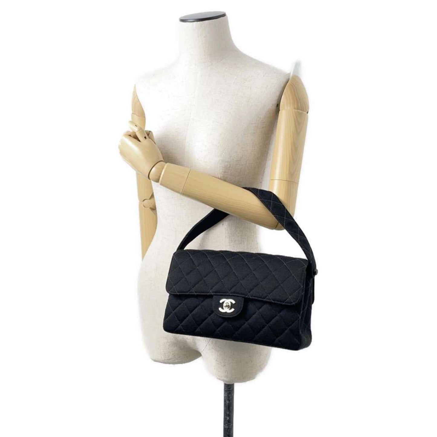 Chanel Shoulder Bag Double Face Matelasse Coco Mark Cotton CHANEL Black