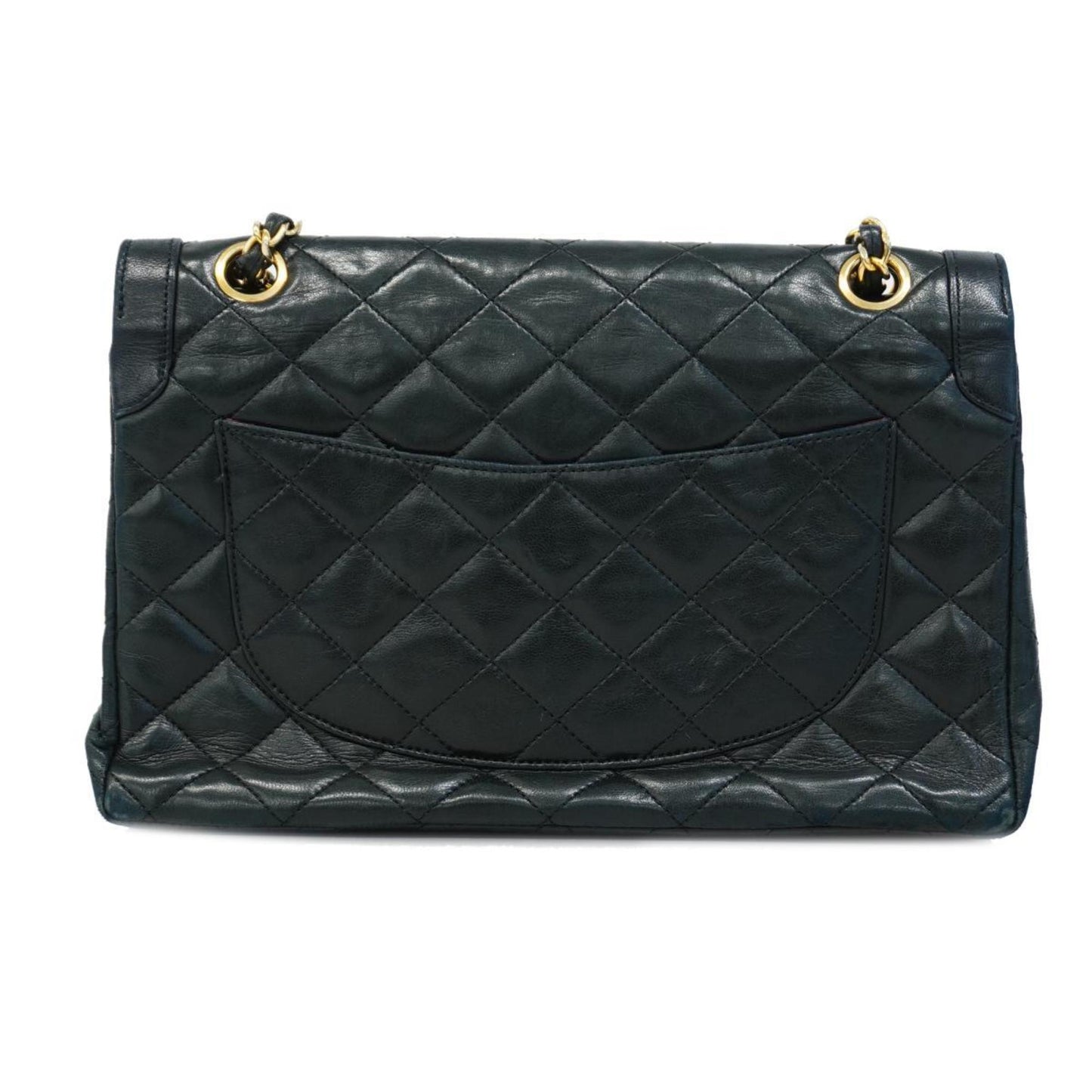 Chanel Shoulder Bag Matelasse Paris Limited W Flap Chain Lambskin Black Women's
